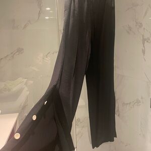 Proenza Schouler Black Slip Skirt with Graphic Panel